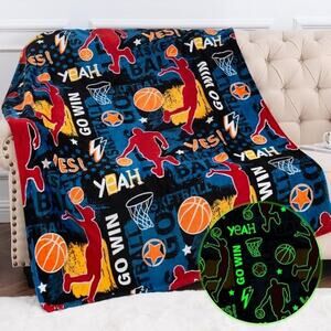 Glow in the Dark Basketball Blanket for Kids -Youth 60"L x 50"W New in package